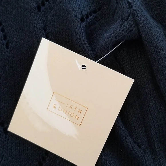 NWT 14th & Union Blue Open Knit Long Sleeve Sweater S - Picture 5 of 7